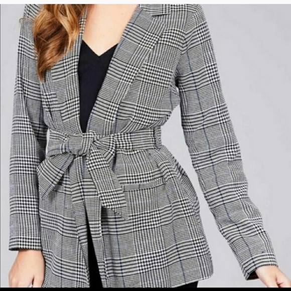 Active USA Jackets & Blazers - Tweed Black & White Belt 2 Pockets